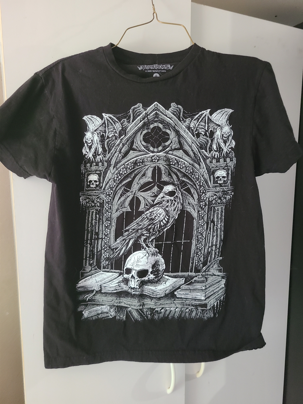Vampire Freaks Black Gothic Raven Skull Graphic Tee - Men